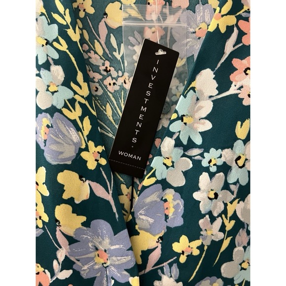 Investments Woman Tunic Plus Size 2X Blouse Shirt 3/4 Sleeve Caroline Green B35 - Picture 6 of 16